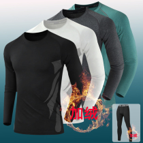 Tight Mens Fitness clothing autumn and winter plus velvet quick-drying sports thermal underwear trousers high-performance running long sleeve suit