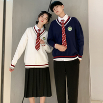 Korean autumn school uniform sweater suit college style Japanese jk uniform junior high school sports meeting class uniform chorus