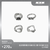 KVK ring 925 silver light luxury design simple cold wind poison combination ring set Tanabata gift to girlfriend