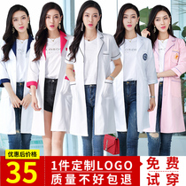 Beautician Beauty salon work clothes female embroidery white coat Long sleeve doctor uniform Short sleeve nurse female skin management