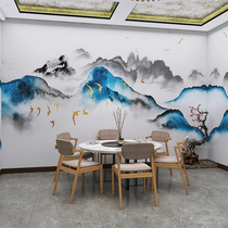 Chinese landscape water ink painting Wall Panel Hotel Chess room Bamboo Wood Fiber Integrated Wall Panel TV Background Wall Buckle plate