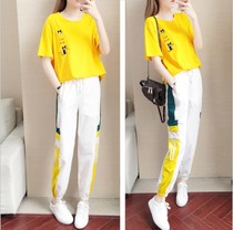 Pure Cotton Sports Short Sleeve Suit Women 2022 New Summer Casual Running Suit Tourism Ocean Gas Square Dance Two Sets