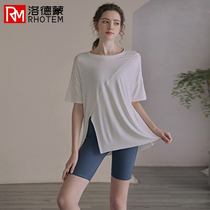 Yoga suit suit womens 2021 summer new loose short-sleeved fitness professional fashion thin five-point sports shorts