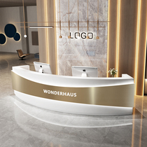 Cashier Desk Brief Modern Company Exhibition Hall Front Office Reception Desk Gym Gym Hairdresse Stainless Steel Bar Terrace Beauty Salon