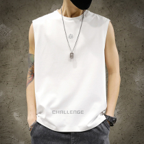 Boomer White Vest Men Sport Sleeveless T-Shirt Boy Summer Loose Short Sleeve Mens Shoulder Pure Cotton Clothes