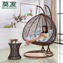 Mojia double hanging basket rattan chair Balcony swing hanging chair Indoor and outdoor household birds nest single hanging orchid lazy cradle chair