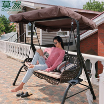 Mojia Outdoor Autumn Thousands Rocking Chair Double Hanging Basket Vines Chair Balcony Hammock Patio Courtyard Indoor Home Iron Art Autumn Chairlift Chair