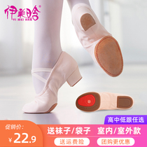 Dance shoes Womens soft-soled practice shoes summer and spring models for adult teachers with a middle heel body belly national ballet shoes