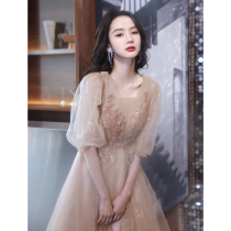 Evening dress dress women 2021 new explosive champagne color banquet temperament high-end light luxury niche senior bridesmaid dress