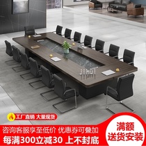 Modern conference room large conference table long strip simple office table and chair combination rectangular office negotiation table Black