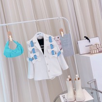 Girls Jacket Childrens Suit Womens Small Suit White Autumn 2021 New Big Childrens Western Spring and Autumn British Tide