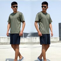  Summer physical training suit Mens tactical army fans short-sleeved round neck physical training suit Shorts quick-drying military training suit T-shirt