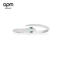 APM Monaco Green-eyed snake open silver bracelet Female high-end sense snake-shaped hand decoration gift to girlfriend