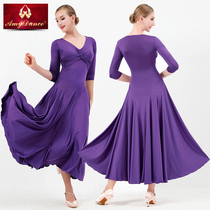 Emmy dance clothes ballroom dance dress slim long skirt V-collar modern dance dress new tango dance dress