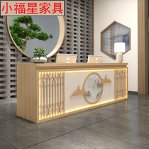 New Chinese bar counter Cashier Retro solid wood teahouse Noodle restaurant Yoga hall reception desk Health hall Front desk counter