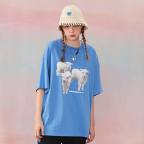 TNQT heartbreak band aid three lambs Heat transfer printing casual top Short-sleeved basic TEE couple men and women