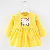 Girl autumn and winter anti-dressing baby gown children long sleeve princess dress waterproof baby eating bib