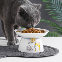 Cute Ceramic Cat Bowl Pet double bowl Cat Protective Neck Bowl Dog Food Basin Proof of Water Drink Bowl Cat Food Bowl Cat Basin