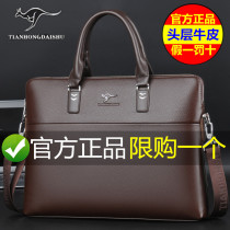 Headlayer Bull Leather Mens Handbag Genuine Leather Business Briefcase Travel Big Capacity Computer Bag Mens Bag Inclined Cross Backpack