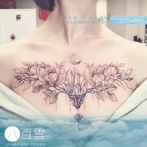 MGs hand-painted eight hundred clouds tattoo stickers crescent moon diamond plant flowers elegant and beautiful flower chest tattoo stickers