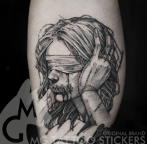 MG TATTOO stickers hand-painted TATTOO dont listen dont look dont say European and American dark alternative girl life reflection