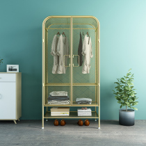 Nordic Wrought iron grid ins custom wardrobe Metal bedroom light luxury modern simple net red storage bed and breakfast wardrobe