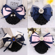 Professional floral headdress nurse stewardess hair net bow staff bank hotel with net pocket work Korean female floral headdress net