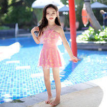 2021 new childrens swimsuit girls summer middle and large childrens skirt one-piece Western style swimsuit girls cute swimsuit