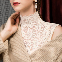 2021 autumn high collar lace base shirt female slim foreign style sleeveless inner set collar net vest spring and autumn vest