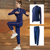 GYMNA spring fitness leisure two-piece running training suit new sports suit womens zipper sweater trousers