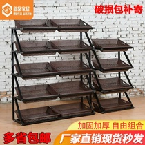New thickened fruit display rack vegetable rack single double-layer island rack hundred orchard rack fresh supermarket store commercial