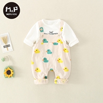 Newborn baby pure cotton back with pants suit Spring outfit two sets of male and female baby princess Spring and autumn season outside to hold clothes
