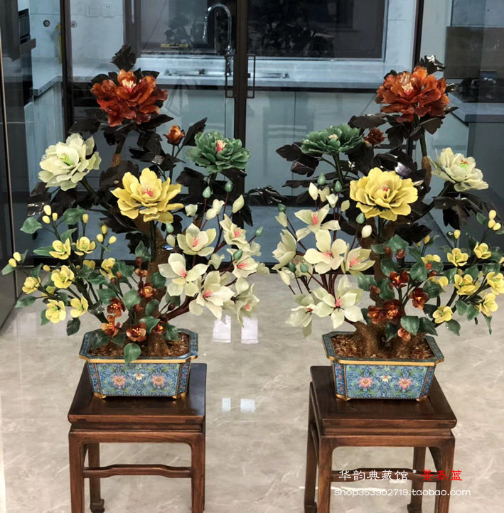 景泰蓝玉石牡丹花盆景摆件-景泰蓝玉石牡丹花盆景摆件促销价格、景泰蓝