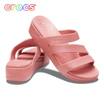 Crocs Crocs slippers womens 2021 summer new pink swimming beach shoes wedge heel drag tide 206304
