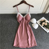 Spring Summer New Fashion Sexy V Tie Chest Cushion Lace Side Small Chest Harness Sleepwear and short skirt Home Dress Shirt
