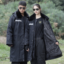 Military Cotton Great Coat Mens Reflective Strips Multifunction Cotton Coat Winter Thickening Anti-Chill Labor Protection Cotton Clothes Long Security Great Clothes