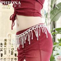 Goddesss New Clothes new belly dance waist chain tassel wave illusion crystal beads beginners practice waist chain