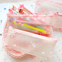 2021 new popular girl pen bag girl Primary School students ins Japanese stationery bag children pencil bag junior high school students simple simple small capacity simple pencil box small clear transparent stationery box