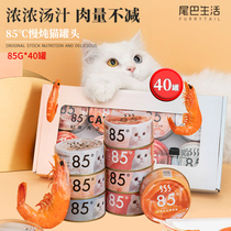Tail living snacks cat canned 85 ℃ white meat soup can slow stew can Cat fattening wet grain 85g * 40 cans whole box