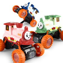 Electric stunt spinning steam train model toy light concert smoke spray toy car hot sale