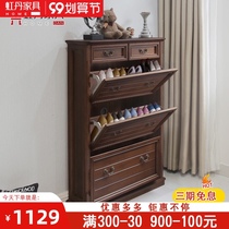 Hongdan 17cm ultra-thin shoe cabinet 60cm80 1 meter small household door all solid wood American dump storage cabinet