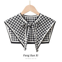 Thousands of birds Glace with new summer small crowd temperament Outer lapped with small shawl female double layer printed spring autumn false collar lap shoulder