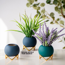 ins ceramic Morandi simulation fake flower ornaments living room bedroom decoration office desktop vase potted flower art