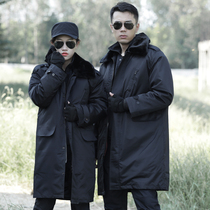Black waterproof windproof northeast army cotton coat winter men's lengthened multi-functional security cold clothing thickened labor protection