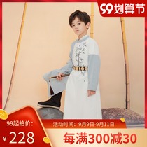 Original and improved Hanfu Mens Clothing Bamboo Jun Words Tang Style Round Neck Long Shirts Children Hanfu Autumn Chinese Style Childrens Clothing
