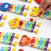 Childrens wooden five-tone piano music educational toys Five-tone scale beating infant garden early education enlightenment toys