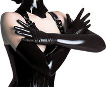 Sexy imitation patent leather bright leather sex gloves coated latex tight fitting finger gloves SM nightclub ball Queen temptation