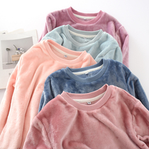 Single piece of clothing coral velvet pajamas men and womens pullover winter thick warm flannel Spring and Autumn Winter home clothes