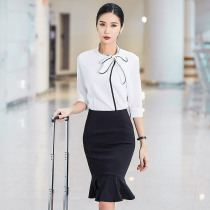 Stewardess fan uniform professional suit female summer OL short-sleeved white shirt skirt Hotel front desk beauty salon overalls