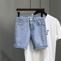 Denim Shorts Mens 2022 New Summer Slim personality printed with small feet American vibe 50% pants